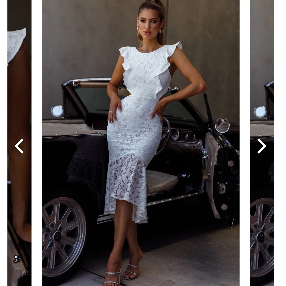 White floral lace dress